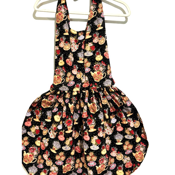 Unbranded Other - Apron Reversible Handmade Floral Teapots & Snowman Holidays Christmas Adorable !